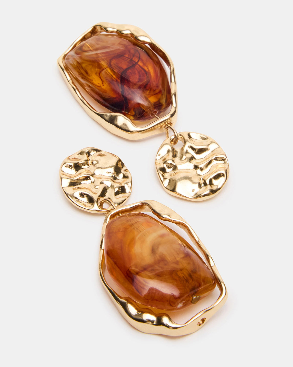 STONE DOUBLE DROP EARRINGS BROWN